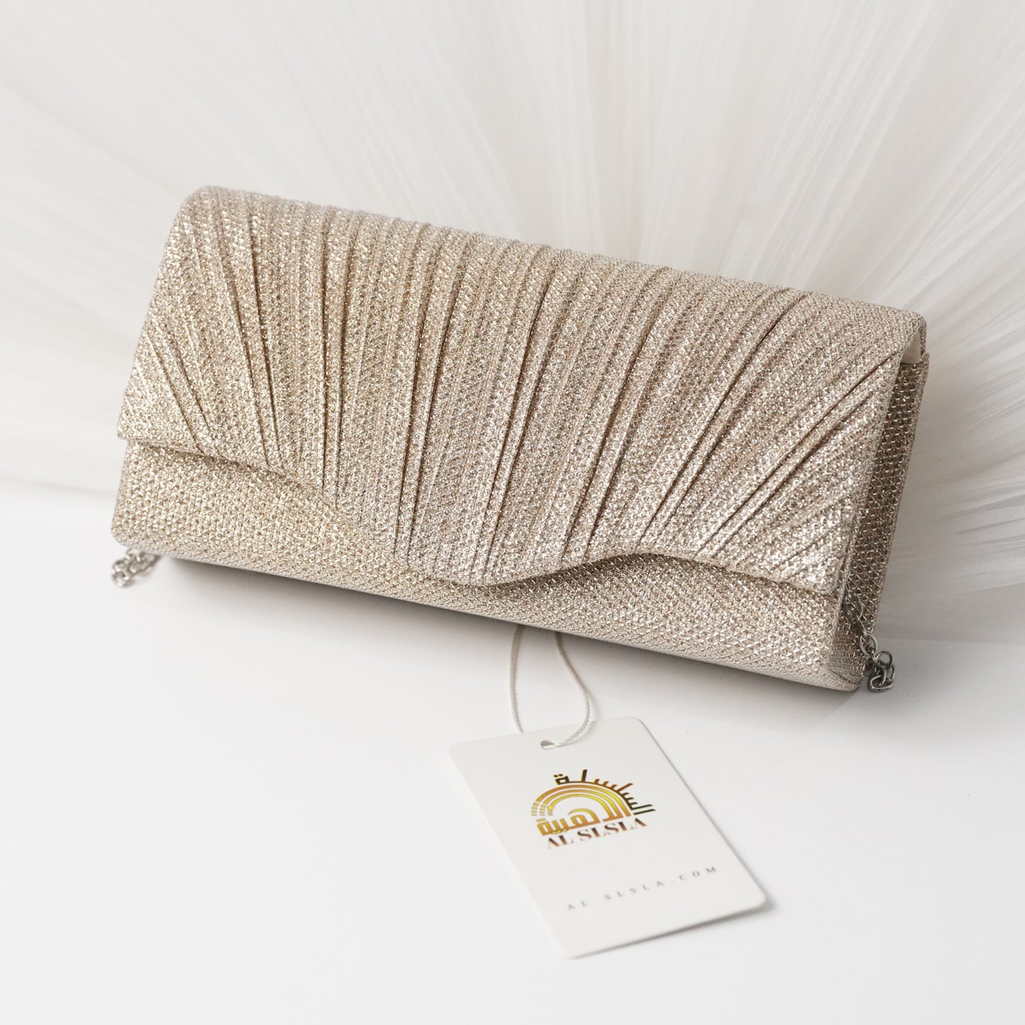 حقيبة نقوش الصدف ذهبي