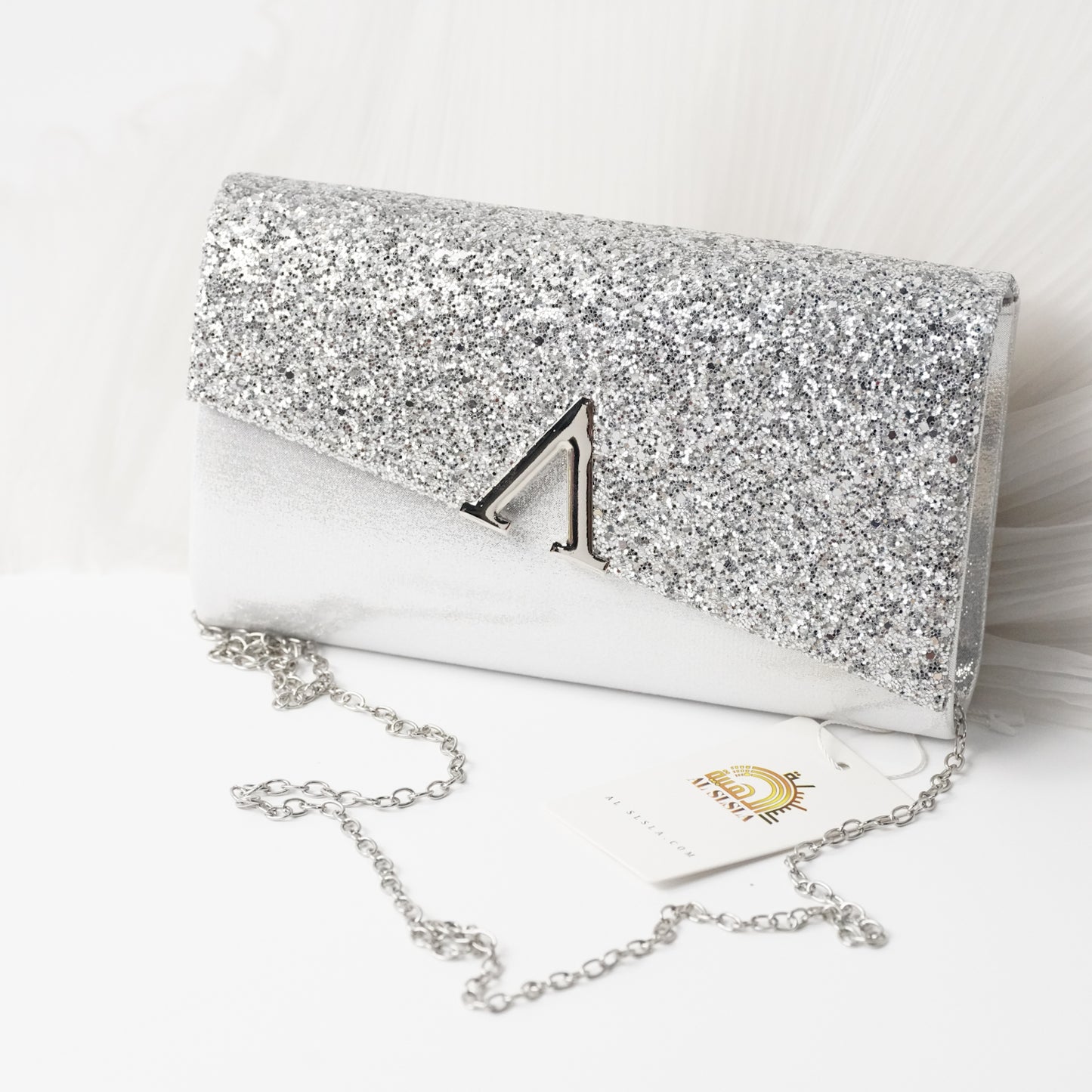 حقيبة سهرة لامعة A فضي